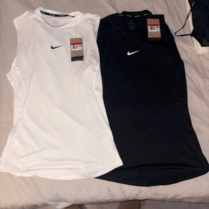 Nike Pro Black and White Compression Tanks
